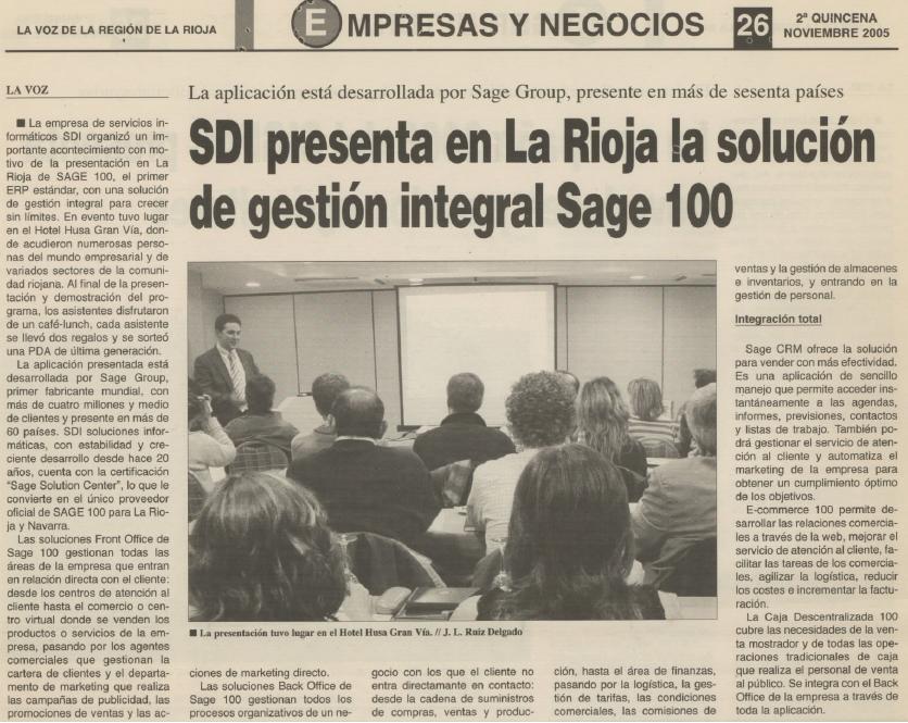 SDI presenta en La Rioja la solución de gestión integral Sage 100 1